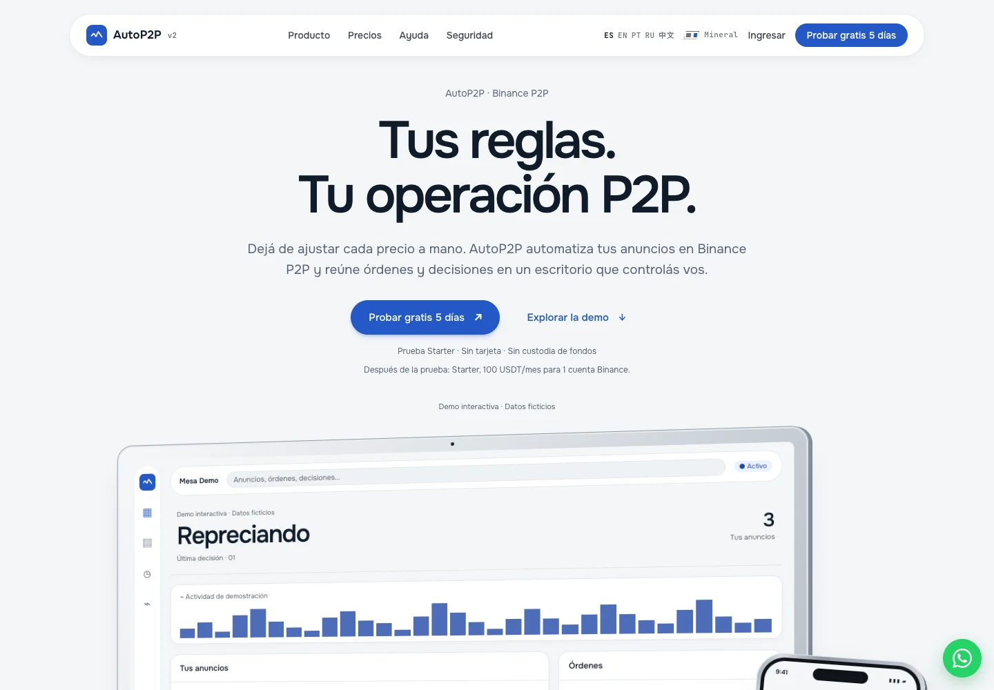 AutoP2P — Captura del sitio público. No muestra datos de clientes.