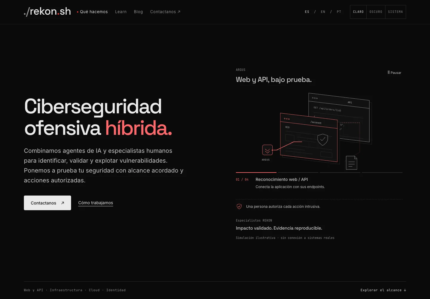 REKON — Captura del sitio público. No muestra datos de clientes.